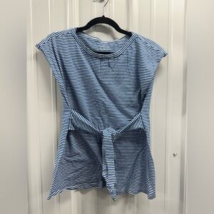 100% Cotton Maternity Blue and White Striped Top